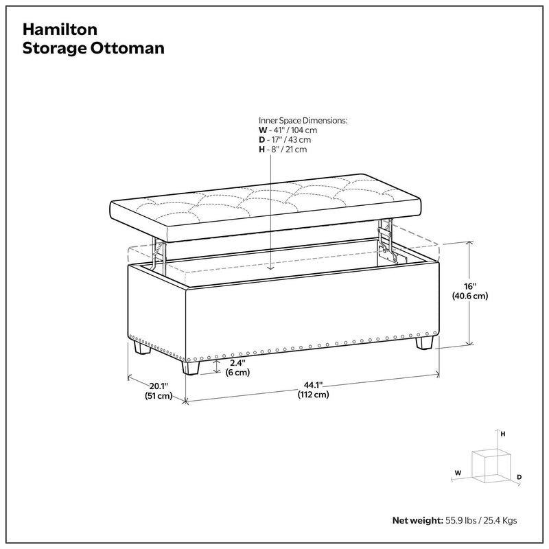 Hamilton - Upholstered Lift Top Rectangular Storage Ottoman - R&R Furniture Gallery (Fountain Valley, CA)