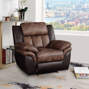 Jaylen - Motion Recliner - Toffee & Espresso Polished Microfiber - R&R Furniture Gallery (Fountain Valley, CA)