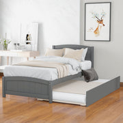 DreamHaus platform bed with matching headboard, footboard, and wooden slat support system for a modern bedroom look.