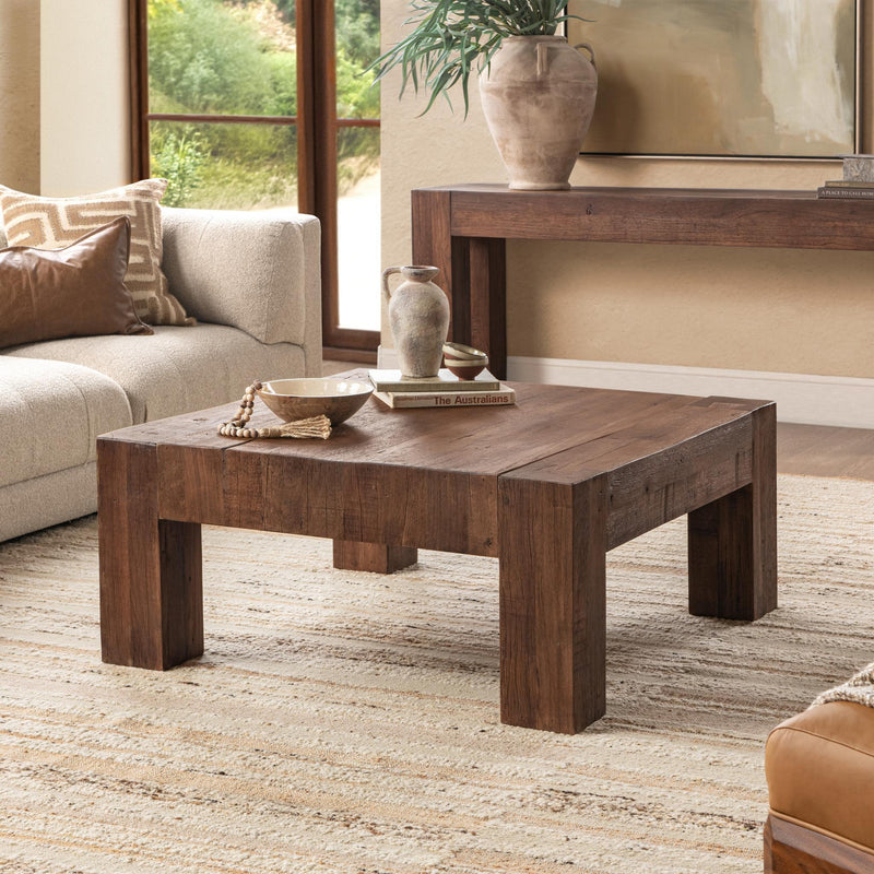 Classic Home Montera coffee table with a sleek wooden surface and modern design, perfect for living room decor.