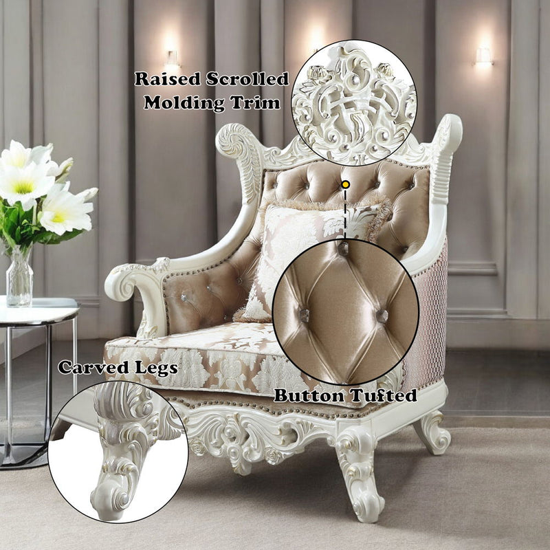 Vanaheim - Chair With Pillow - Fabric & Antique White - R&R Furniture Gallery (Fountain Valley, CA)