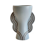 Earthenware - Line Art Goblet Vase - Light Blue - R&R Furniture Gallery (Fountain Valley, CA)