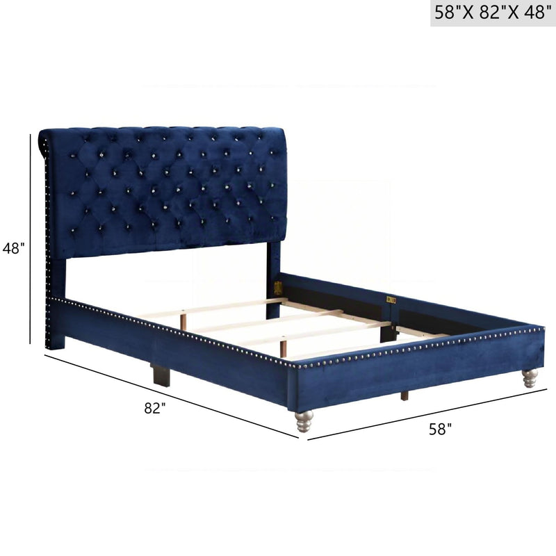 Elegant transitional upholstered bed by Glory Furniture with a padded headboard and neutral fabric for a stylish bedroom centerpiece.