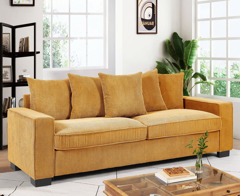 Luxe Sofa With 5 Matching Toss Pillows, Sleek Design, Spacious And Comfortable 3 Seater Couch - R&R Furniture Gallery (Fountain Valley, CA)