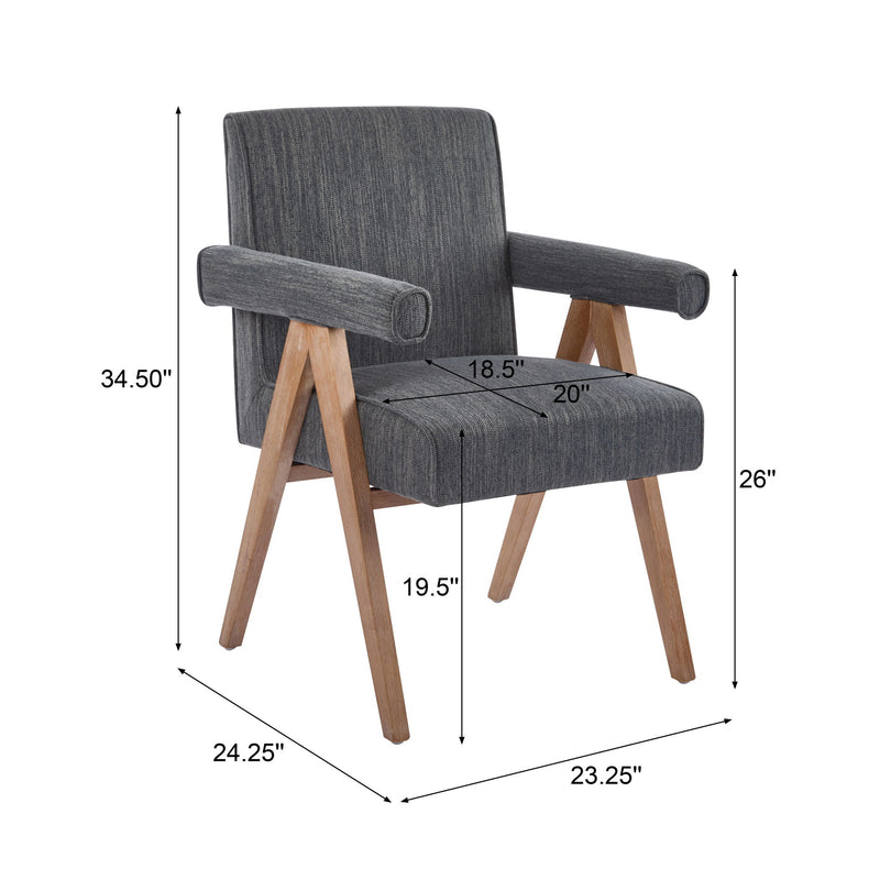 Contemporary Poppy Fabric Dining Armchair With Rubberwood Legs - R&R Furniture Gallery (Fountain Valley, CA)