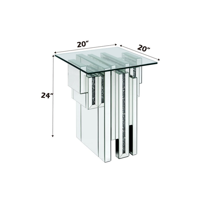 Noralie - 20" End Table With Faux Diamonds - Mirrored - R&R Furniture Gallery (Fountain Valley, CA)