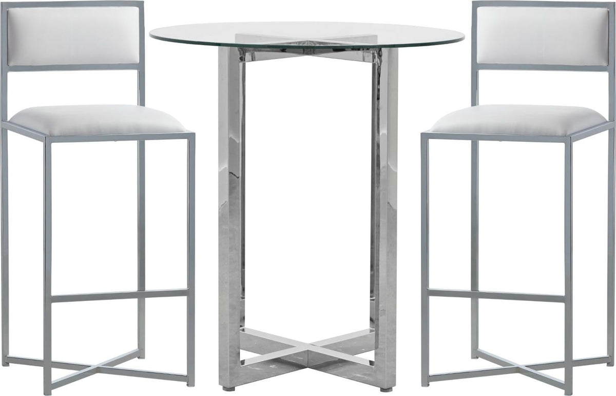 Amalfi X-Base Bar Stool in White Leather