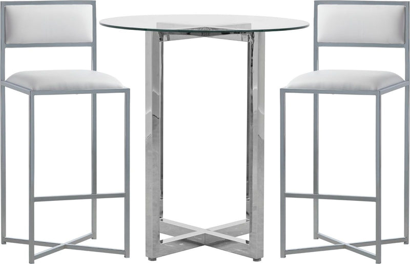 Amalfi X-Base Bar Stool in White Leather