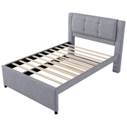 Upholstery Platform Bed With Trundle, Trundle Can Be Flat Or Erected - R&R Furniture Gallery (Fountain Valley, CA)