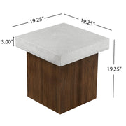 Mgo Square Side Table With Faux Stone Top And Wood Frame - Antique White / Natural Wood - R&R Furniture Gallery (Fountain Valley, CA)