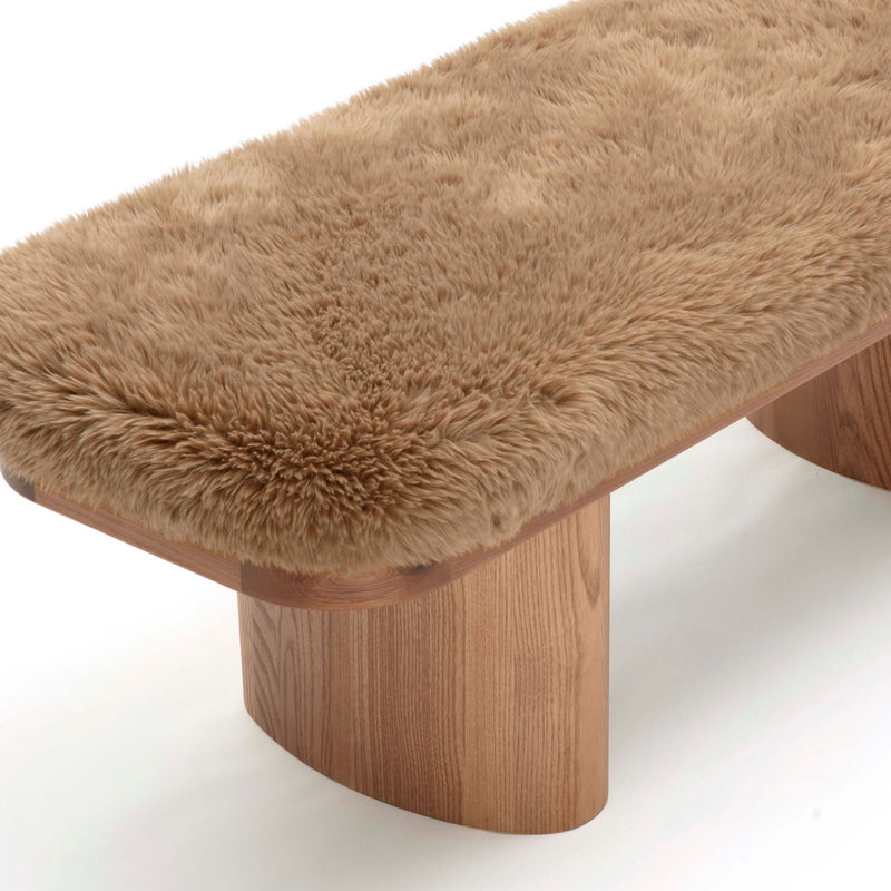 Upholstered Ollie Straight Bench by TOV Furniture, showcasing a sleek, padded seat and modern design for living room or entryway.