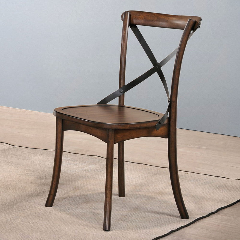 Kaelyn - Side Chair (Set of 2) - Dark Oak & Black Metal - R&R Furniture Gallery (Fountain Valley, CA)