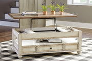 Realyn - Lift Top Cocktail Table - White / Brown - R&R Furniture Gallery (Fountain Valley, CA)