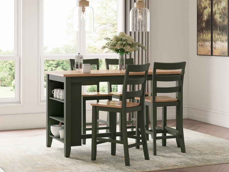 Signature Design by Ashley rectangular 5-piece dining room counter set with table and matching chairs
