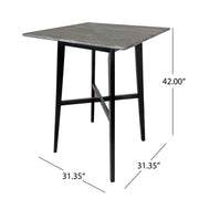 Modern bar height dining table by Noble House with rubberwood legs and laminate tabletop, showcasing a sleek, contemporary design.