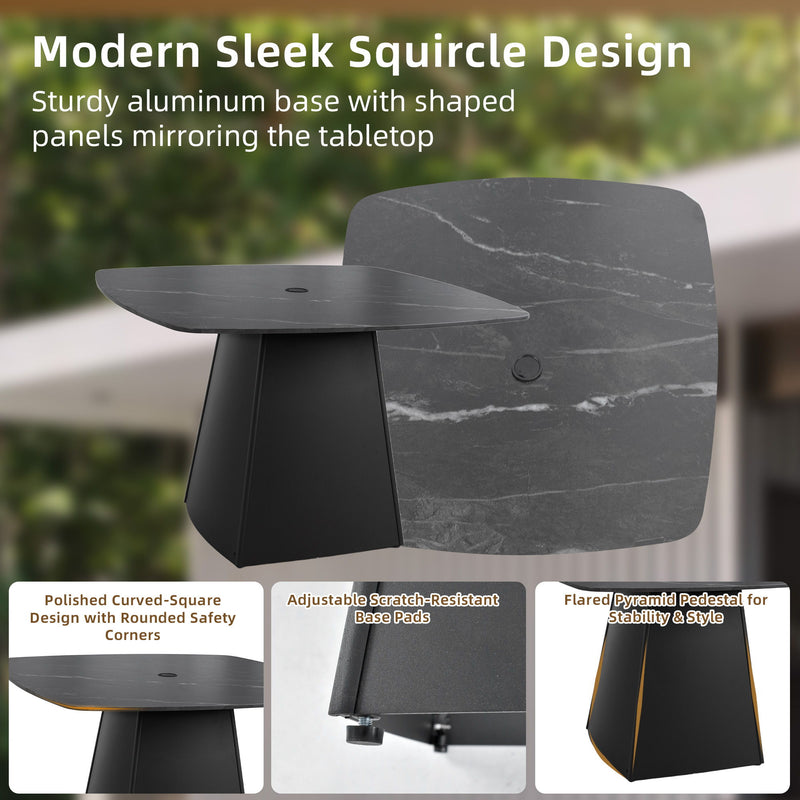 Rounded Square Outdoor Pedestal Dining Table - R&R Furniture Gallery (Fountain Valley, CA)