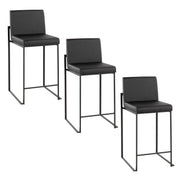 Lumi Source Fuji contemporary modern high back counter stool set with sleek design and wooden legs in a stylish kitchen or bar setting.
