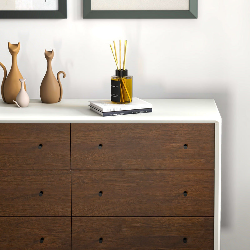 Dresser 6 Drawer - Dark Brown / White - R&R Furniture Gallery (Fountain Valley, CA)