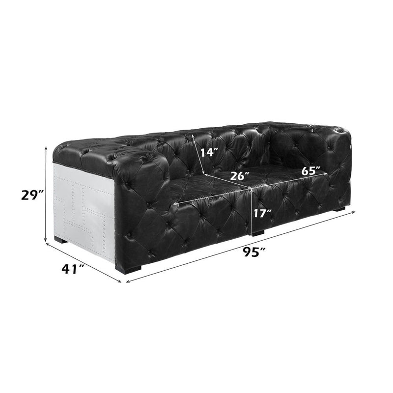 Brancaster - Sofa - Black Top Grain Leather & Aluminum - R&R Furniture Gallery (Fountain Valley, CA)