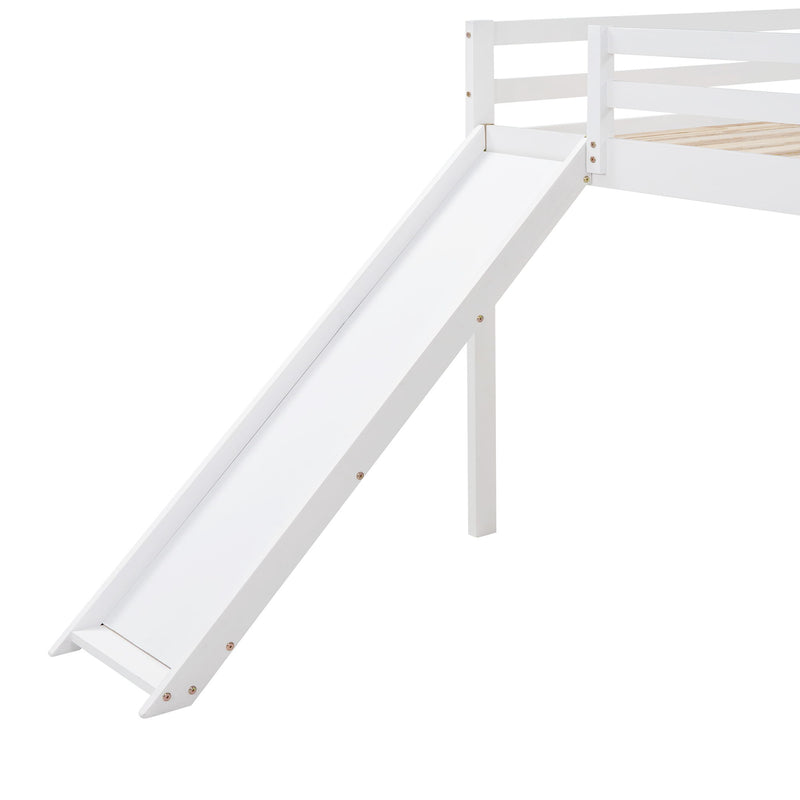 Full Loft Bed With Slide, Multifunctional Design - White - R&R Furniture Gallery (Fountain Valley, CA)