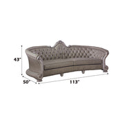 Dresden - 43" Sofa With 5 Pillows - Synthetic Leather & Vintage Bone White - R&R Furniture Gallery (Fountain Valley, CA)