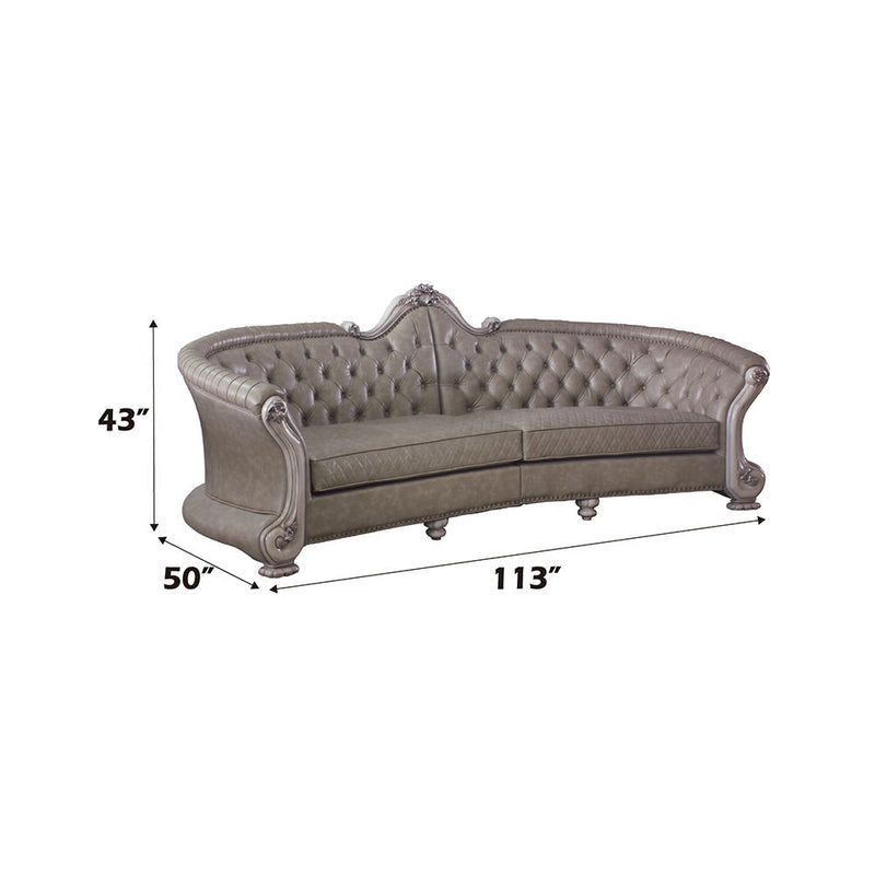 Dresden - 43" Sofa With 5 Pillows - Synthetic Leather & Vintage Bone White - R&R Furniture Gallery (Fountain Valley, CA)