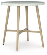 Seton Creek - Round Bar Table With Umbrella Option - Beige - R&R Furniture Gallery (Fountain Valley, CA)