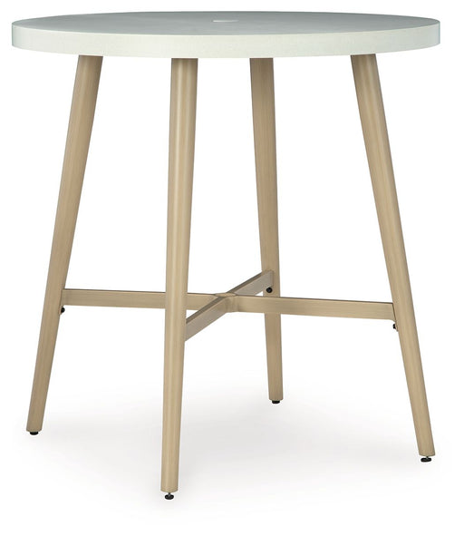 Seton Creek - Round Bar Table With Umbrella Option - Beige - R&R Furniture Gallery (Fountain Valley, CA)