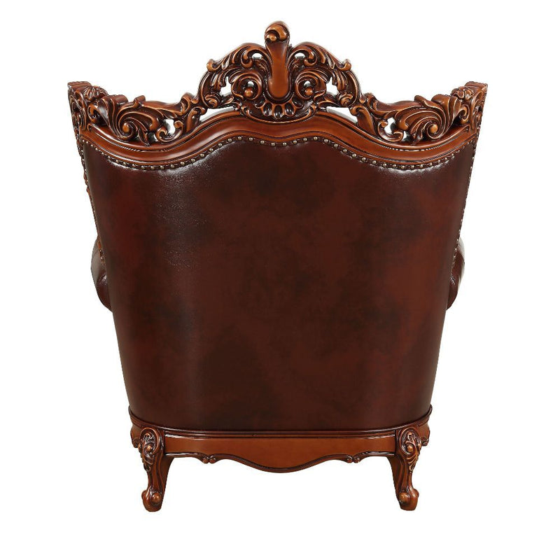 Eustoma - Chair - Cherry Top Grain Leather Match & Walnut - R&R Furniture Gallery (Fountain Valley, CA)