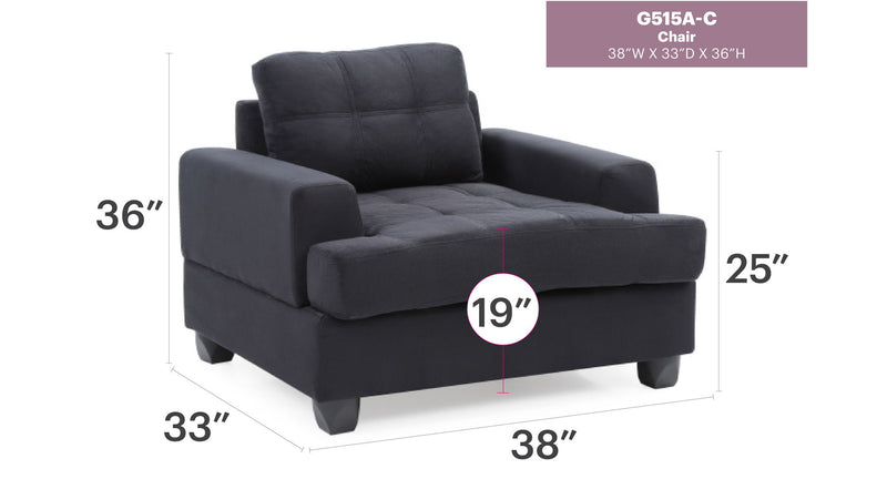 Glory Furniture transitional design armchair with plush fabric upholstery and wooden legs, modern and comfortable living room seating