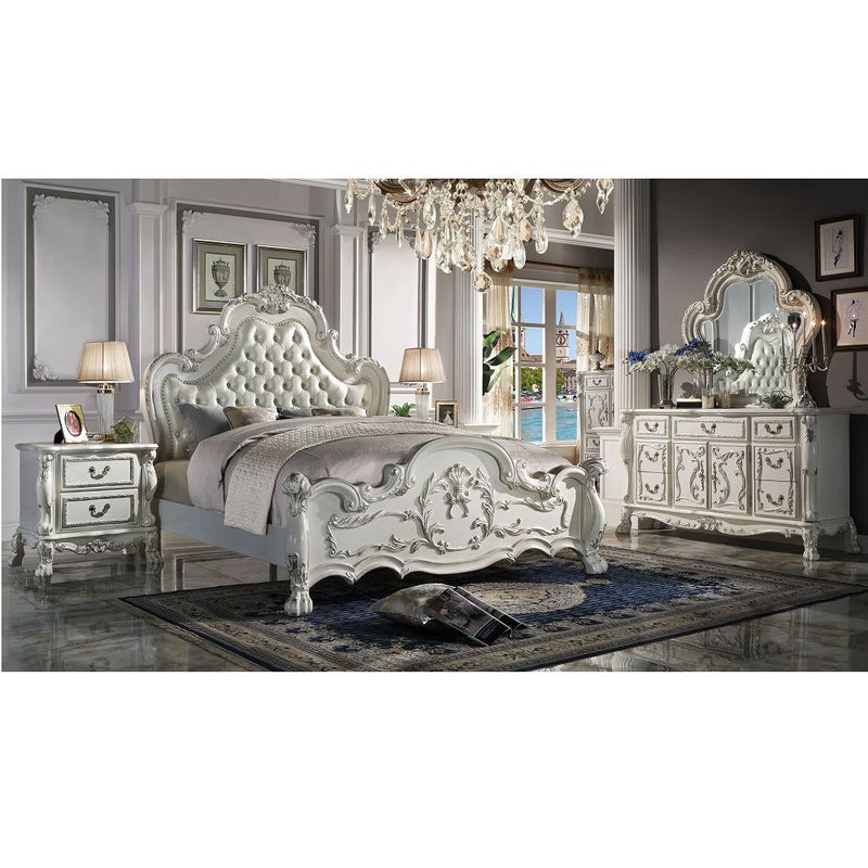 Dresden - Queen Bed - Synthetic Leather & Bone White - R&R Furniture Gallery (Fountain Valley, CA)