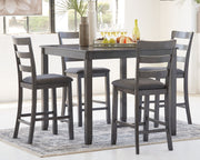 Bridson - Square Counter TBL Set (Set of 5) - Gray - R&R Furniture Gallery (Fountain Valley, CA)