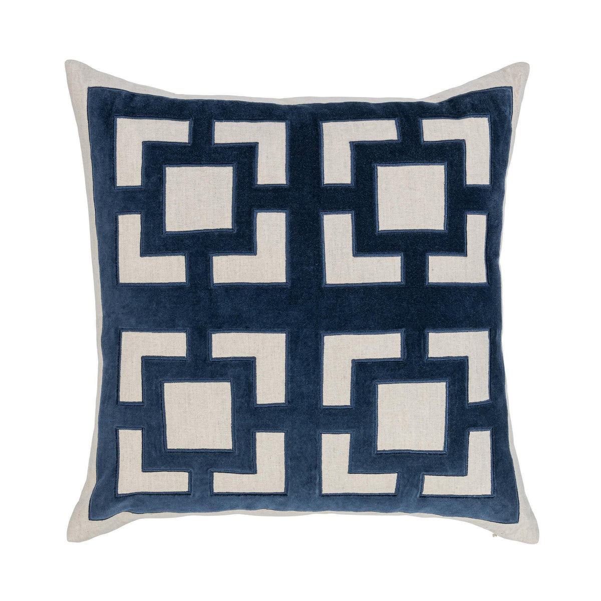 Navy blue 22x22 inch NV Corbin accent pillow by Classic Home, featuring textured fabric and decorative design for sofa or bed.