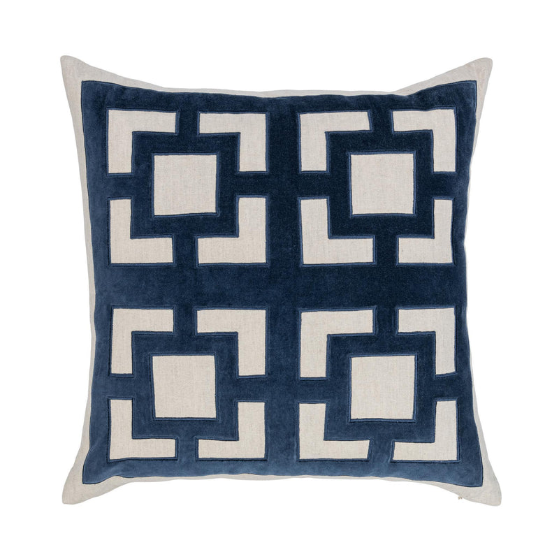 Navy blue 22x22 inch NV Corbin accent pillow by Classic Home, featuring textured fabric and decorative design for sofa or bed.