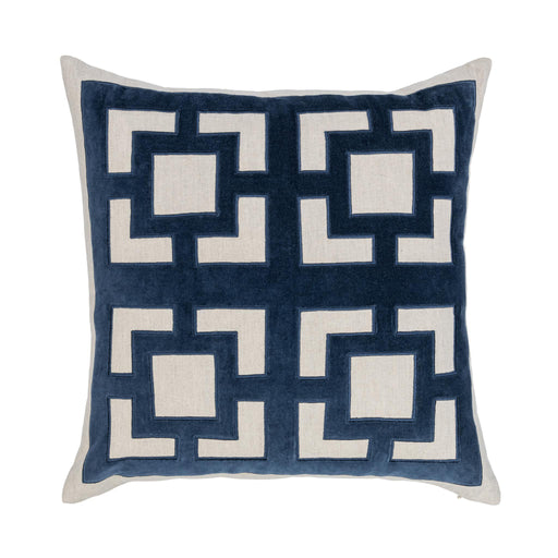 Navy blue 22x22 inch NV Corbin accent pillow by Classic Home, featuring textured fabric and decorative design for sofa or bed.