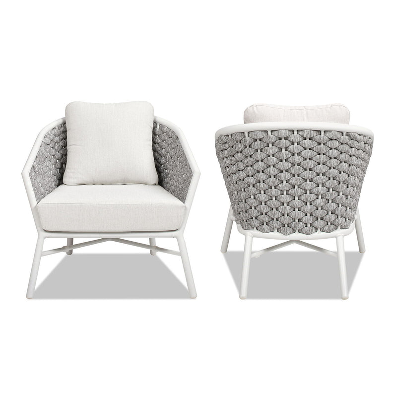 Rowan - Rope Barrel Back Patio Accent Arm Chair (Set of 2) - Optic White - R&R Furniture Gallery (Fountain Valley, CA)
