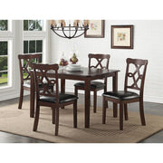 Ingeborg - 5 Piece Dining Set - Black Synthetic Leather & Espresso - R&R Furniture Gallery (Fountain Valley, CA)