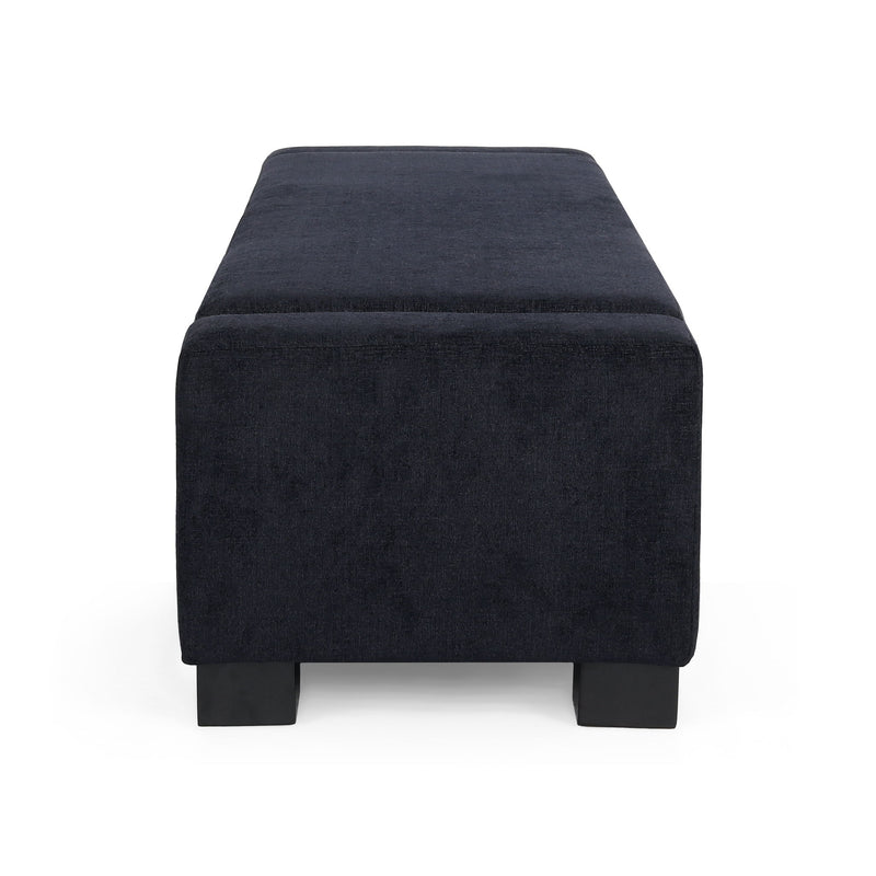 Noble House textured fabric Ottoman bench with hinged lid, showcasing a stylish and functional upholstered storage piece.