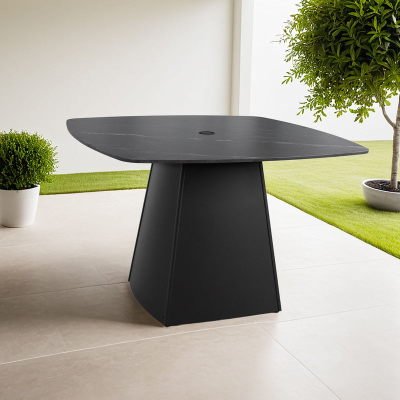 Rounded Square Outdoor Pedestal Dining Table - R&R Furniture Gallery (Fountain Valley, CA)