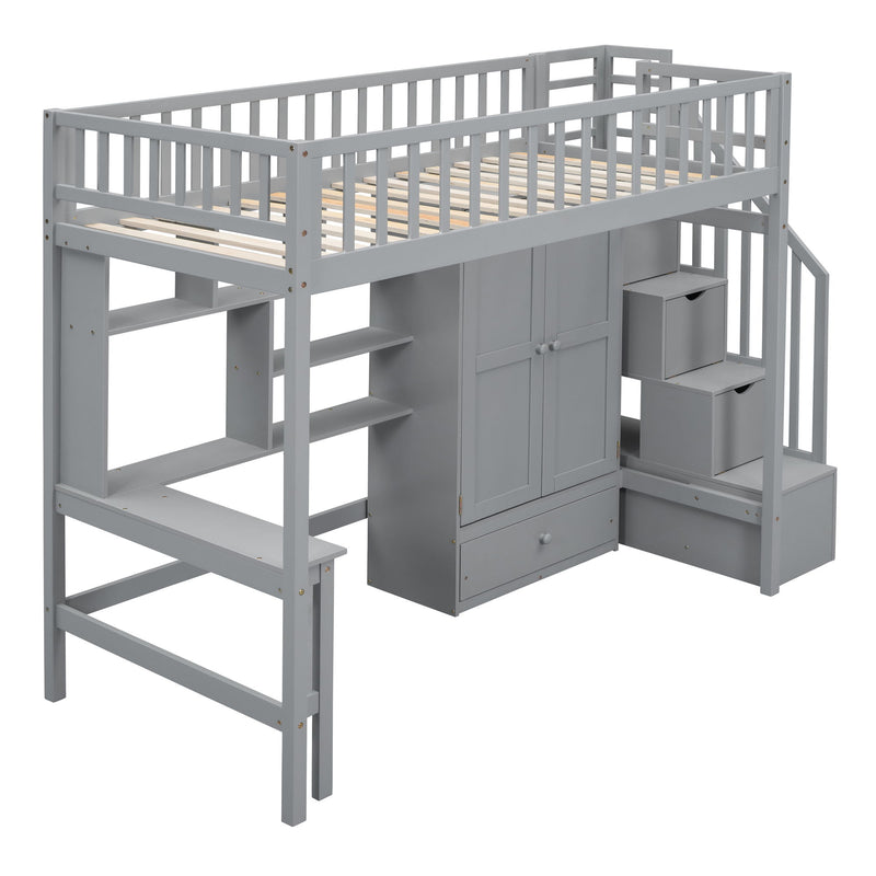 Loft Bed With Bookshelf, Drawers, Desk, And Wardrobe - R&R Furniture Gallery (Fountain Valley, CA)