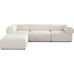 Zia 4PC Modular Reverisble Chaise Sectional in Ivory Sherpa Fabric