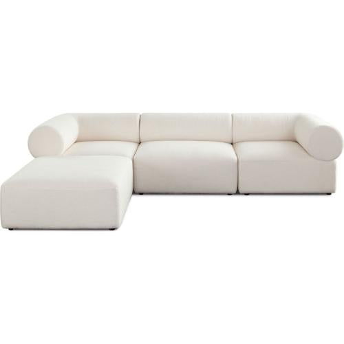 Zia 4PC Modular Reverisble Chaise Sectional in Ivory Sherpa Fabric