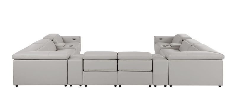 1208 - 12 Piece U Shaped Leather Sectional With 4 Power Recliners & Power Headrest