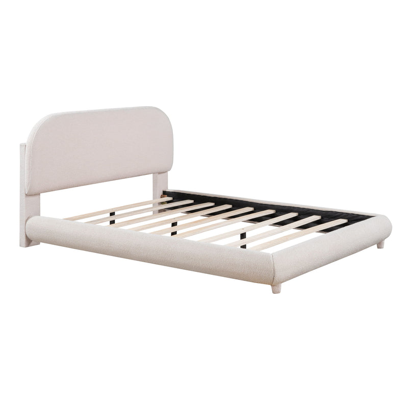 Upholstered Platform Bed With Thick Solid Frame And Stylish Curve-Shaped Design - R&R Furniture Gallery (Fountain Valley, CA)