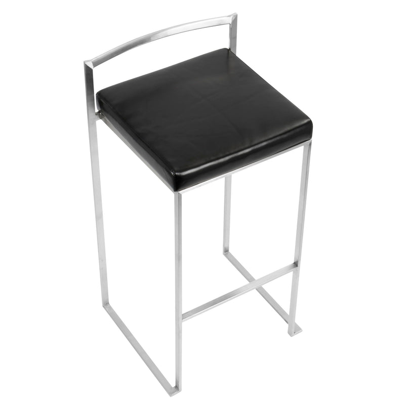 Lumi Source Fuji contemporary stackable barstool set with sleek modern design and wood finish, shown in a stylish indoor setting.