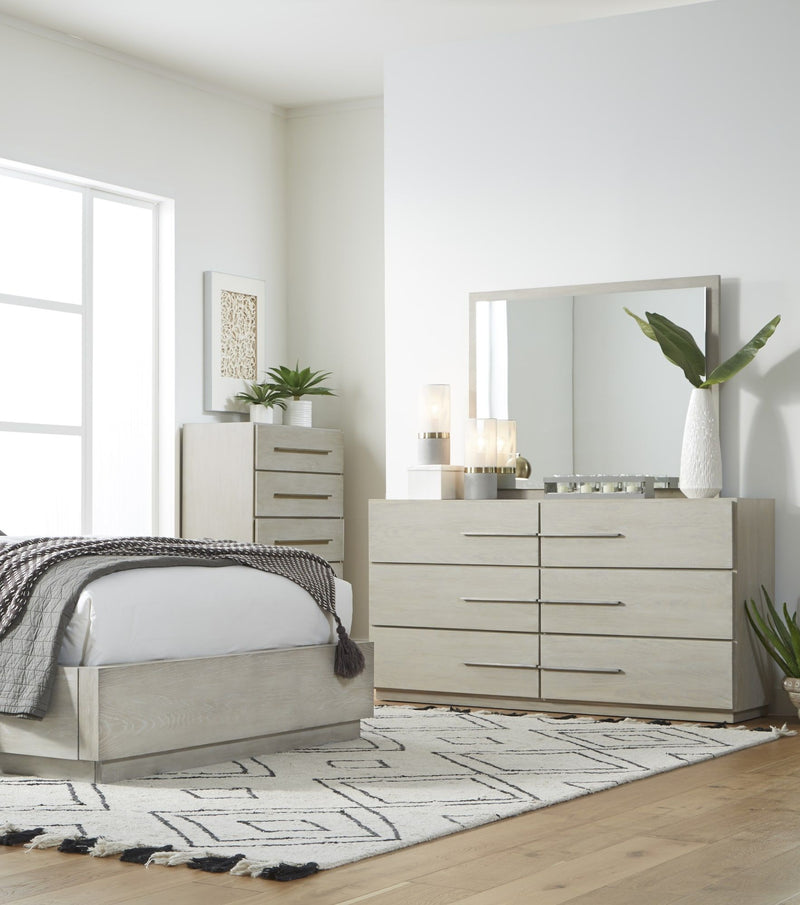 Destination Floating Glass Mirror in Cotton Grey