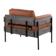 Lumi Source Kari farmhouse accent chair with wooden legs and soft upholstered seat in light neutral tones.