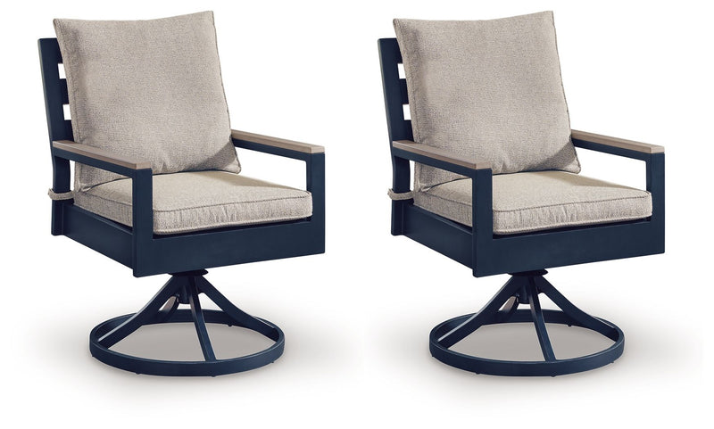 East Beach - Swivel Chair With Cushion (Set of 2) - Blue - R&R Furniture Gallery (Fountain Valley, CA)