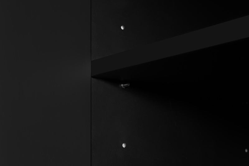 4 Door Sideboard Storage Cabinet For Living Room And Dining Room, 2 Large Cabinets With Gold Handles And Adjustable Shelf - Black - R&R Furniture Gallery (Fountain Valley, CA)