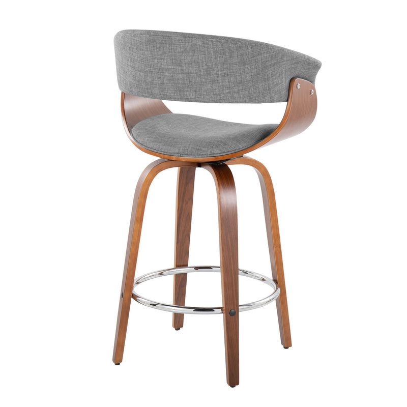 Lumi Source vintage mid-century modern fixed height counter stools with swivel, round footrest, set of 2, in stylish design